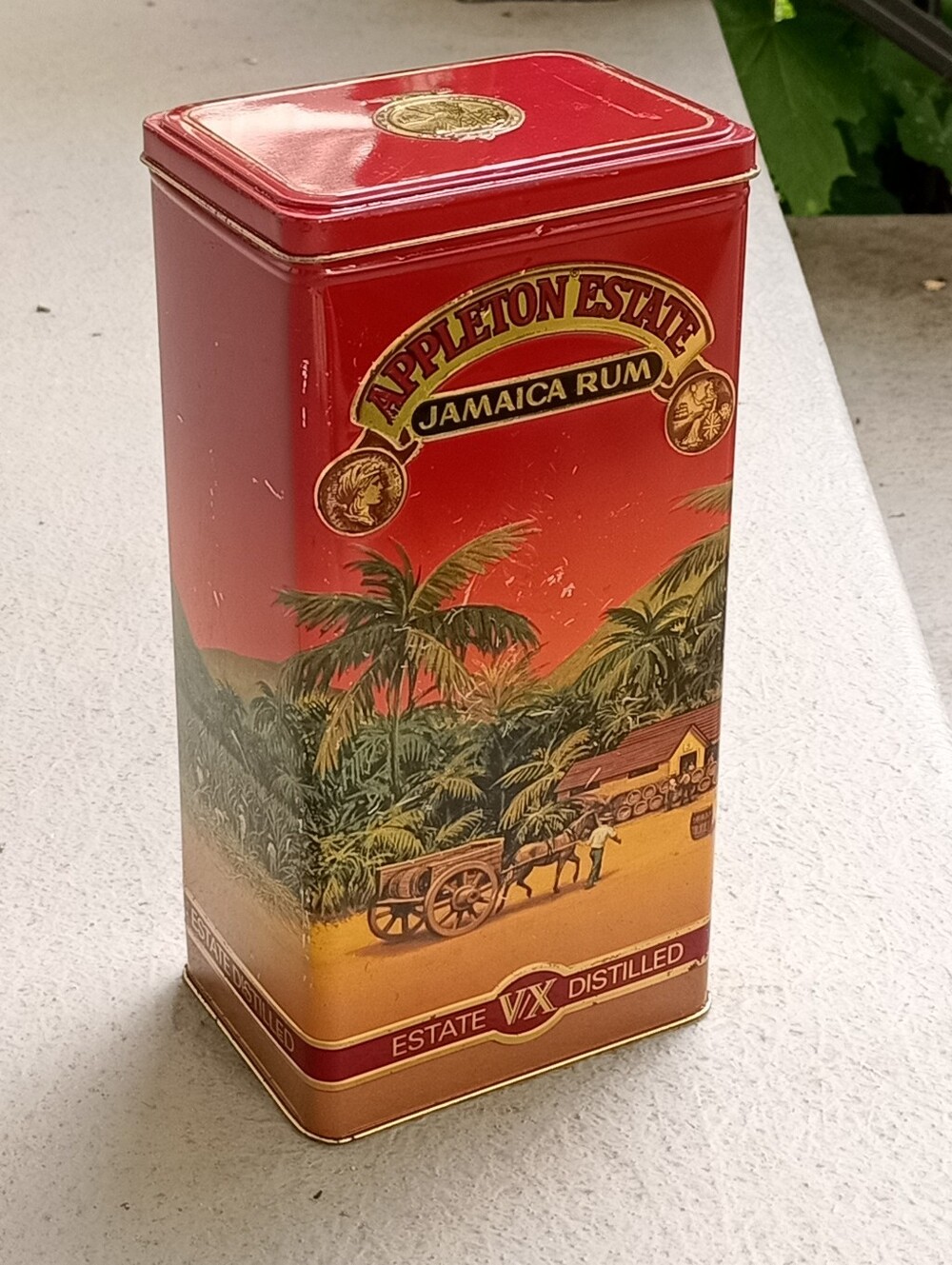 Appleton Estate Jamaica Rum Red Tin Canister Hinged Lid Good Condition